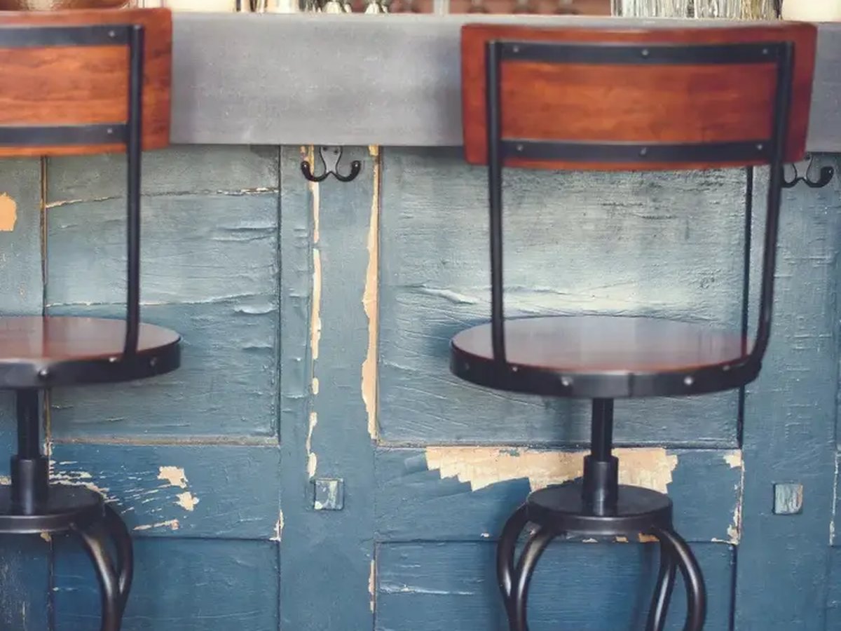 Cozy Method Park City breakfast and brunch guide: the historic bar and stools inside The Eating Establishment on Historic Main Street, Park City