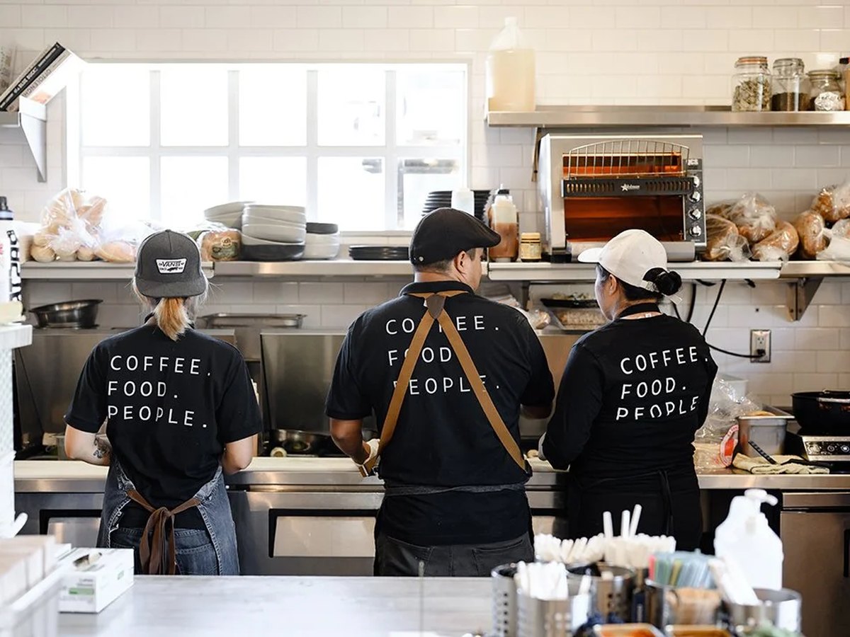 Cozy Method Park City breakfast and brunch guide: the kitchen team working the open pass at Harvest in Park City