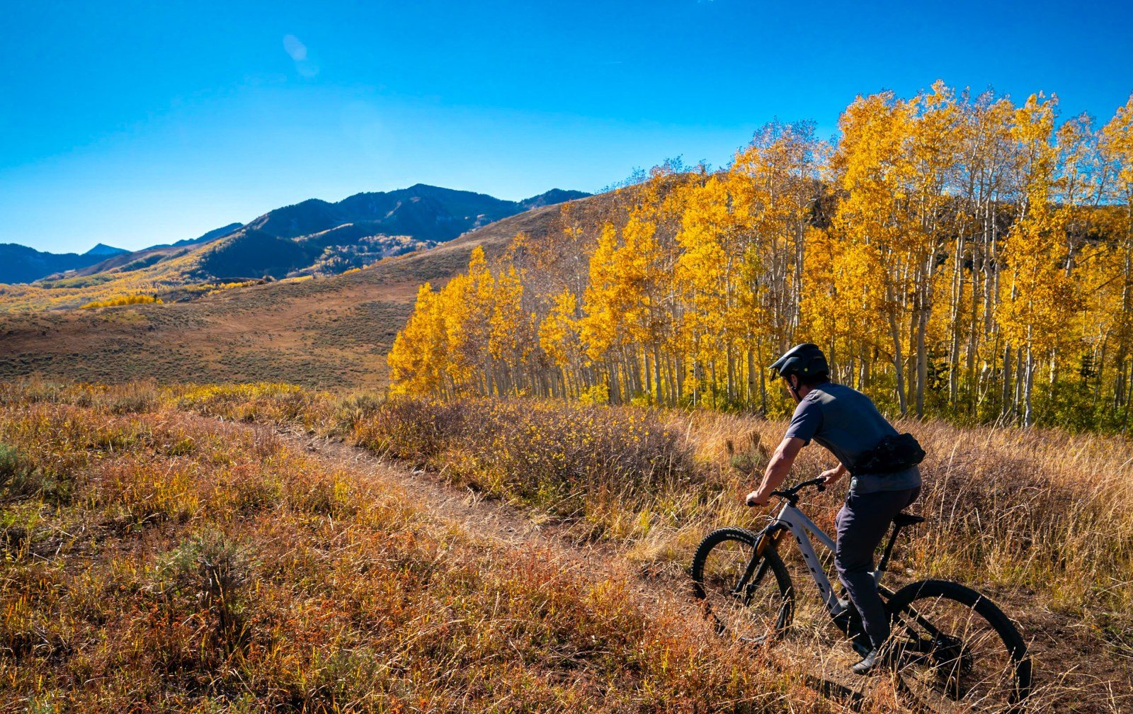 Cozy Method Park City experiences guide: autumn singletrack winding through the hills above Park City
