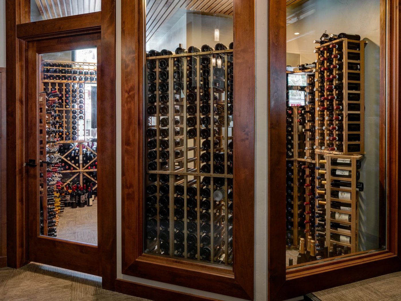 Cozy Method Park City steakhouse guide: the glass wine room at Prime Steak House and Piano Bar in Park City