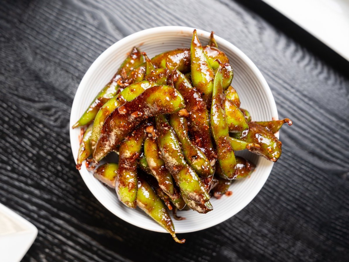 Cozy Method Park City sushi guide: Yama-Mame edamame with sesame, garlic, and togarashi at Yuki Yama Sushi